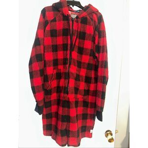 Chubbies Romper Mens medium M Red Buffalo Plaid Lumberjack Of All Trades Hooded